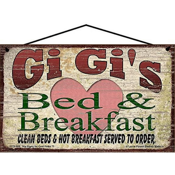 5x8 Gi Gi's Bed and Breakfast Vintage Style Sign for Grandma - Mother's Day Gift for Grandmothers - Decorative Household Family Guest Room Home Décor