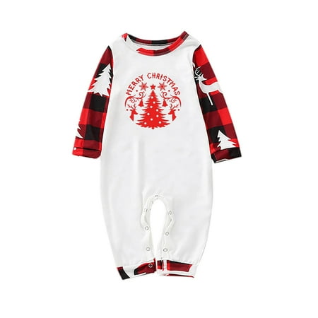

REORIAFEE Matching Family Pajamas Sets Christmas PJ s Sleepwear Plaid Nightgown Top+Pants Toddler 18 Months