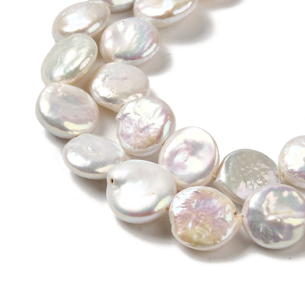 Natural Baroque Pearl Keshi Pearl Beads Strands Cultured Freshwater Pearl Button Grade 3A+ Old Lace 12~13x5~8mm Hole: 0.6mm 33pcs/strand 38.5~39cm