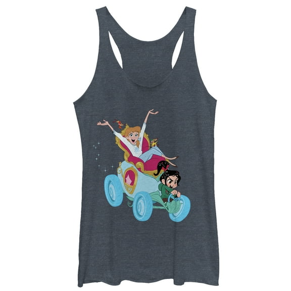 Women's Ralph Breaks the Internet Race  Racerback Tank Top Navy Blue Heather X Large
