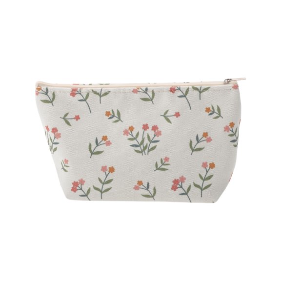 Unique Bargains 1 Pc Durable Print Makeup Bag Beige Pink Polyester