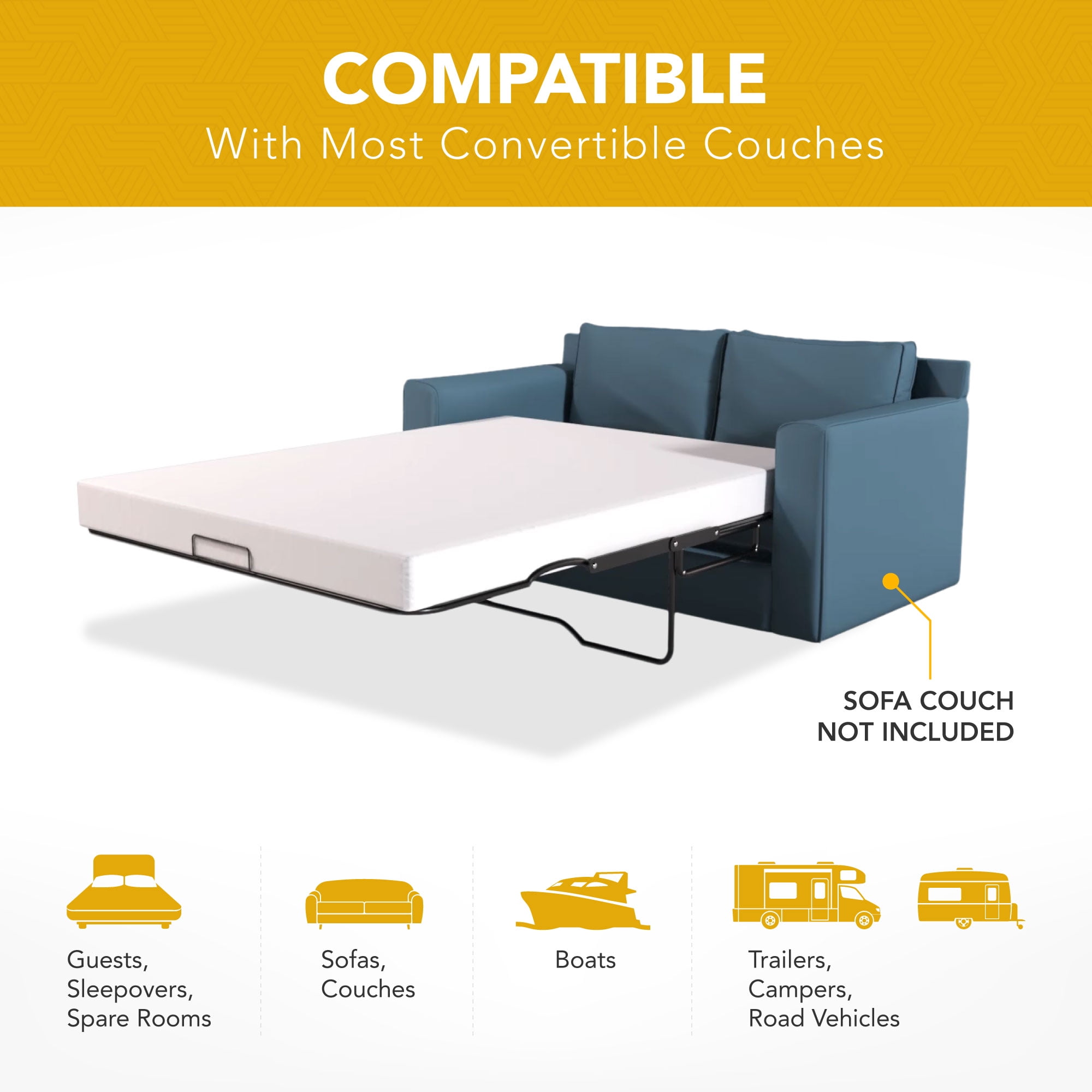 Dynasty Mattress 4" CoolBreeze Memory Foam Full for Convertible Sofa