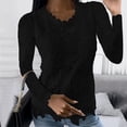 thumbnail image 2 of Sexy Tops for Women Lace Dressy Long Sleeve Shirts Casual Summer Round Neck Tee Slim Fit Comfy for Ladies Blouses 2026 Trendy, 2 of 5