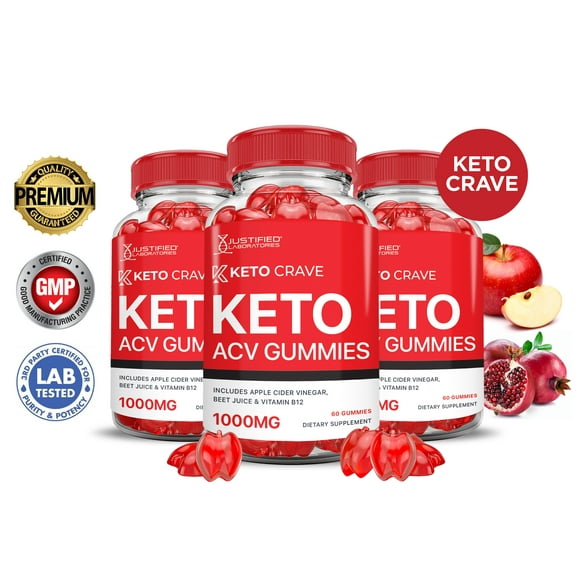 (3 Pack) Keto Crave ACV Gummies 1000MG Dietary Supplement 180 Gummys