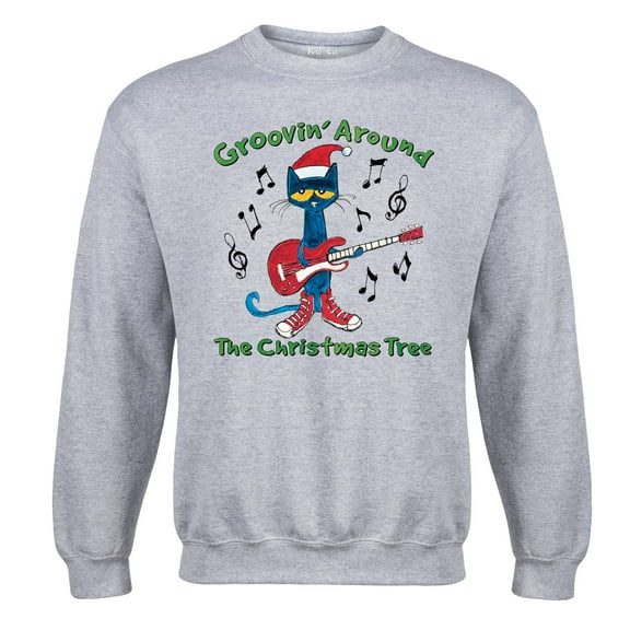 Pete The Cat - Guitar Groovin Around The Christmas Tree Adult - Adult Crew Fleece
