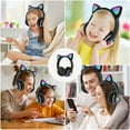 thumbnail image 2 of Rirool Cat Ear Bluetooth Headphones for Kids Girls - Wireless Headset w/Mic, 94dB Volume Limit, LED Lights, Foldable, for School/Travel Black, 2 of 10