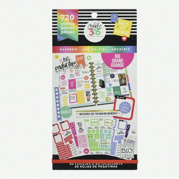 me & my BIG ideas Rainbow Theme Sticker Value Pack - Multi-Color, Great for Scrapbooking & Projects, 30 Sheets, 720 Stickers Total