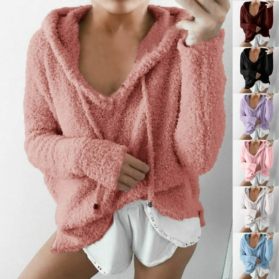 pstuiky Sweatshirt for Women, Women Print Round Neck Long Sleeve Sweatshirt Classic Fit Active Oversized Sports Hoodie Women Coats for Women Hot Prices Hot Pink L