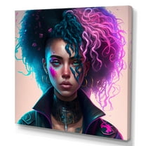 Designart Cyberpunk Woman With Curvy Hair II Canvas Wall Art