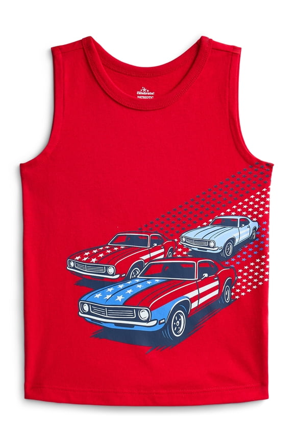 Fourth of July Toddler Boys Patriotic Americana Americana Muscle Tank Top, Sizes 12M-5T