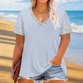 thumbnail image 5 of Lcziwo Short Sleeve Shirts for Women V Neck Casual Loose Summer Tshirts Patchwork Sequin Going Out Base Tees 2026 Gray,L, 5 of 7