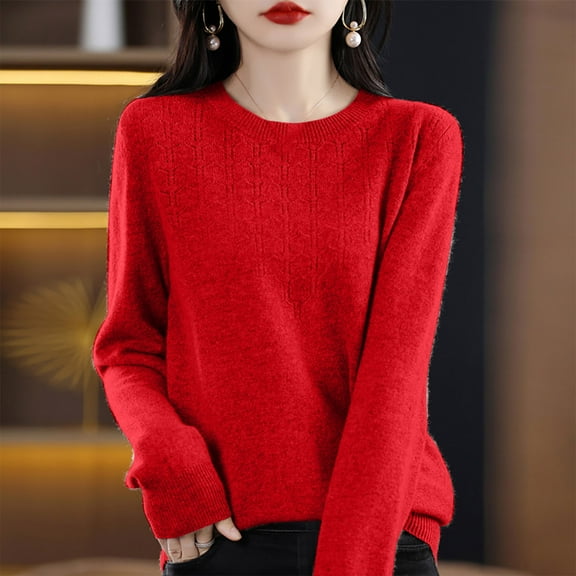 AGWOLF Cozy Sweaters for Women Lightweight Ribbed Knit Pullover Casual Crewneck Solid Jumper