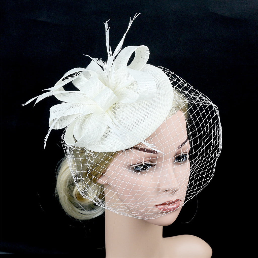 FeiYu Crafts Fascinator hat 20s Hat Pillbox Hat Cocktail Tea Party Headwear with Veil