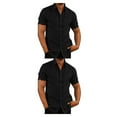 thumbnail image 3 of Qarigey Camisa de un solo pecho para hombre de fiesta Camisas de manga corta con botones de verano Ropa de moda Ropa Regalo de cumpleaños Negro XXXL 2piezas, 3 of 6