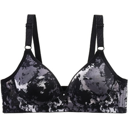 

Women s Comfortable Medium And Old Age Large No Thin Steel Ring Three Printing Traditional Bra Wireless Bras for Women