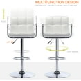 thumbnail image 3 of CQAOE Modern PU Leather Square Bar Stools, Adjustable Swivel Barstools with Back and Arms, Airlift Counter Height Chairs for Kitchen Dining Pub Cafe Set of 2 (Pearl White), 3 of 10