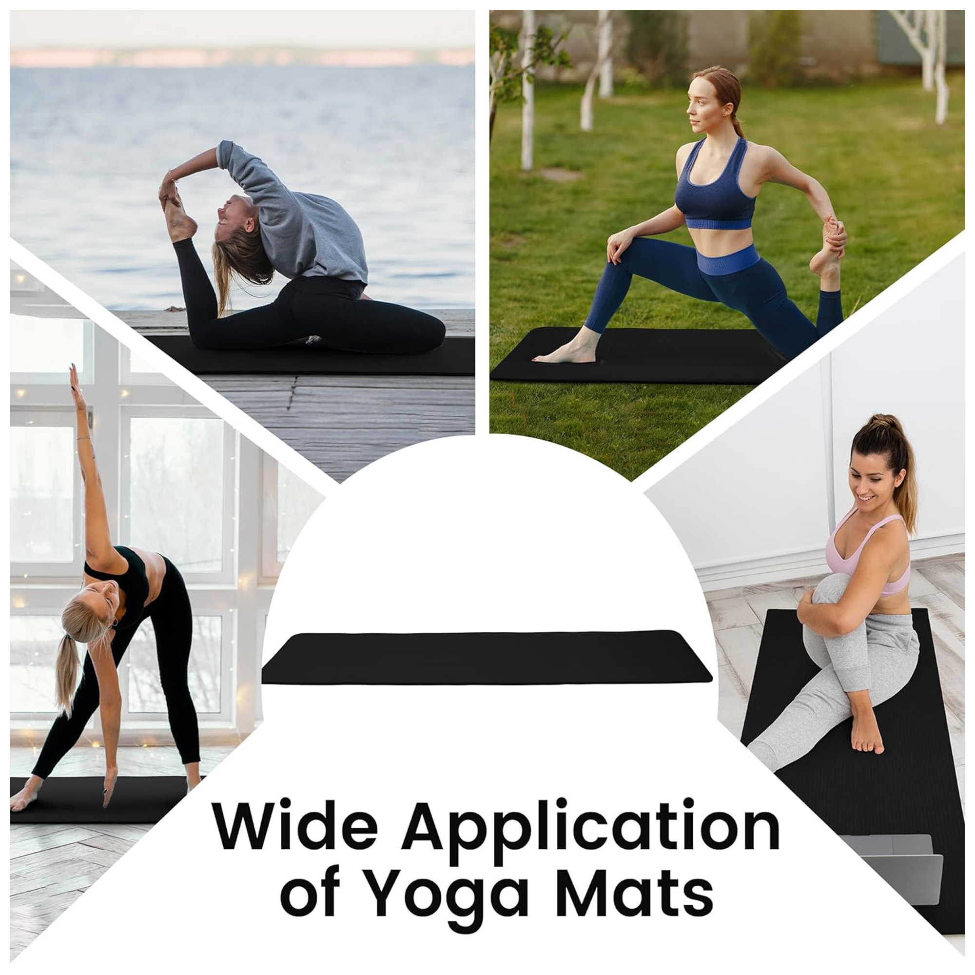 Fitvids 1/2-Inch Thick High Density Exercise Yoga Mat with Carrying Strap, Midnight