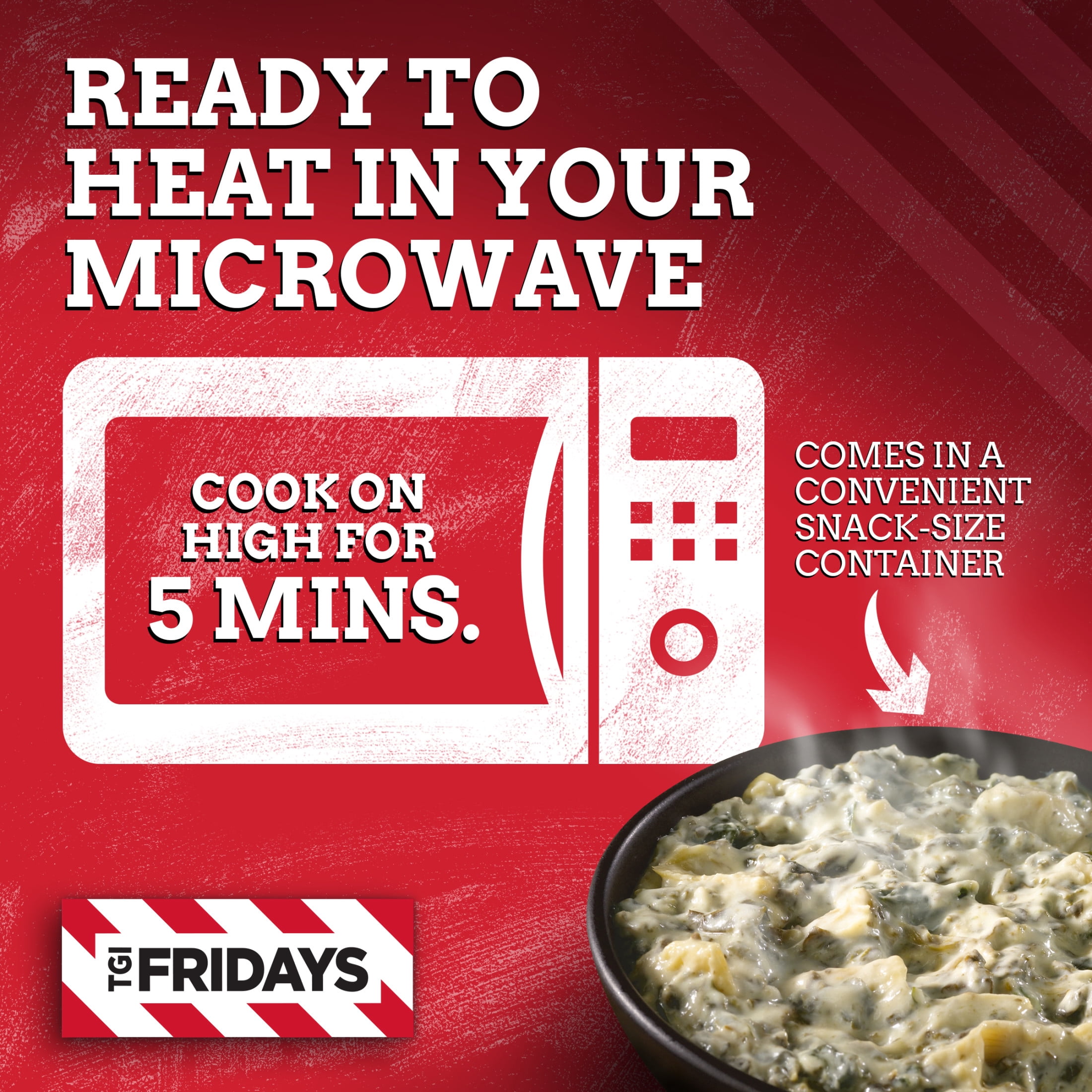 TGI Fridays Spinach & Artichoke Cheese Dip Frozen Snack, 1 Box, for Restaurant-Style Snacking and Hosting, 8 oz