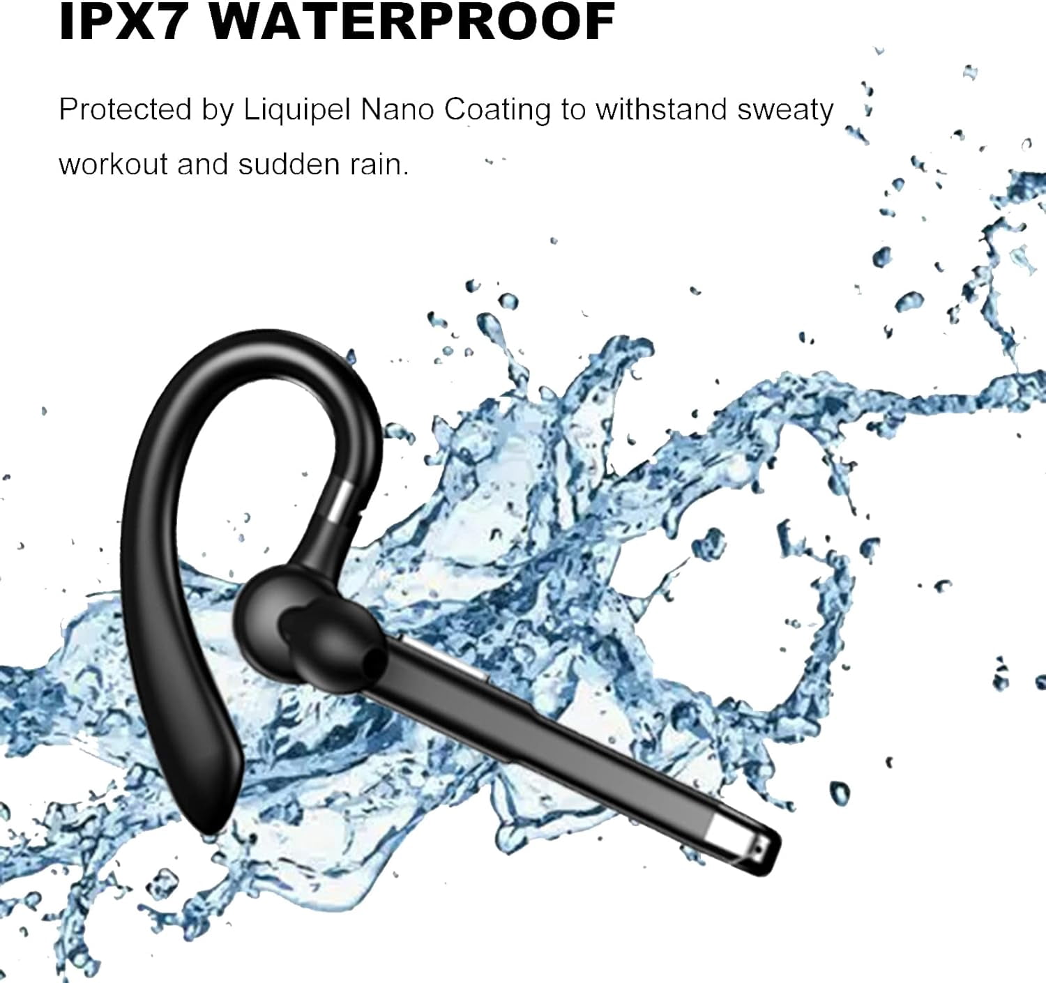 Truck Driver Bluetooth Headset for Cell Phones Wireless Earbuds with Earhooks Dual Microphone Single Earbud in Ear Hands Free Earpiece HD Phone Call Driving Business Meeting Office Android iOS