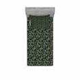 thumbnail image 2 of Ambesonne Tropical Fitted Sheet & Pillow Sham Set, Exotic Foliage Hand Drawn, Queen, Sage Green Black, 2 of 3