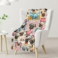 thumbnail image 2 of Pug Throw Blanket - 40x30 Inches Small Blanket for Kids, Girls & Boys - Soft Plush Blankets for Bed, Couch, Sofa - Pink Cute Fuzzy Throws Gifts, 2 of 6
