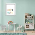 thumbnail image 2 of 8x10 Framed Nursery Wall Art Colorful Boys Rule Poster In White Wood Frame For Kid Bedroom or, 2 of 5