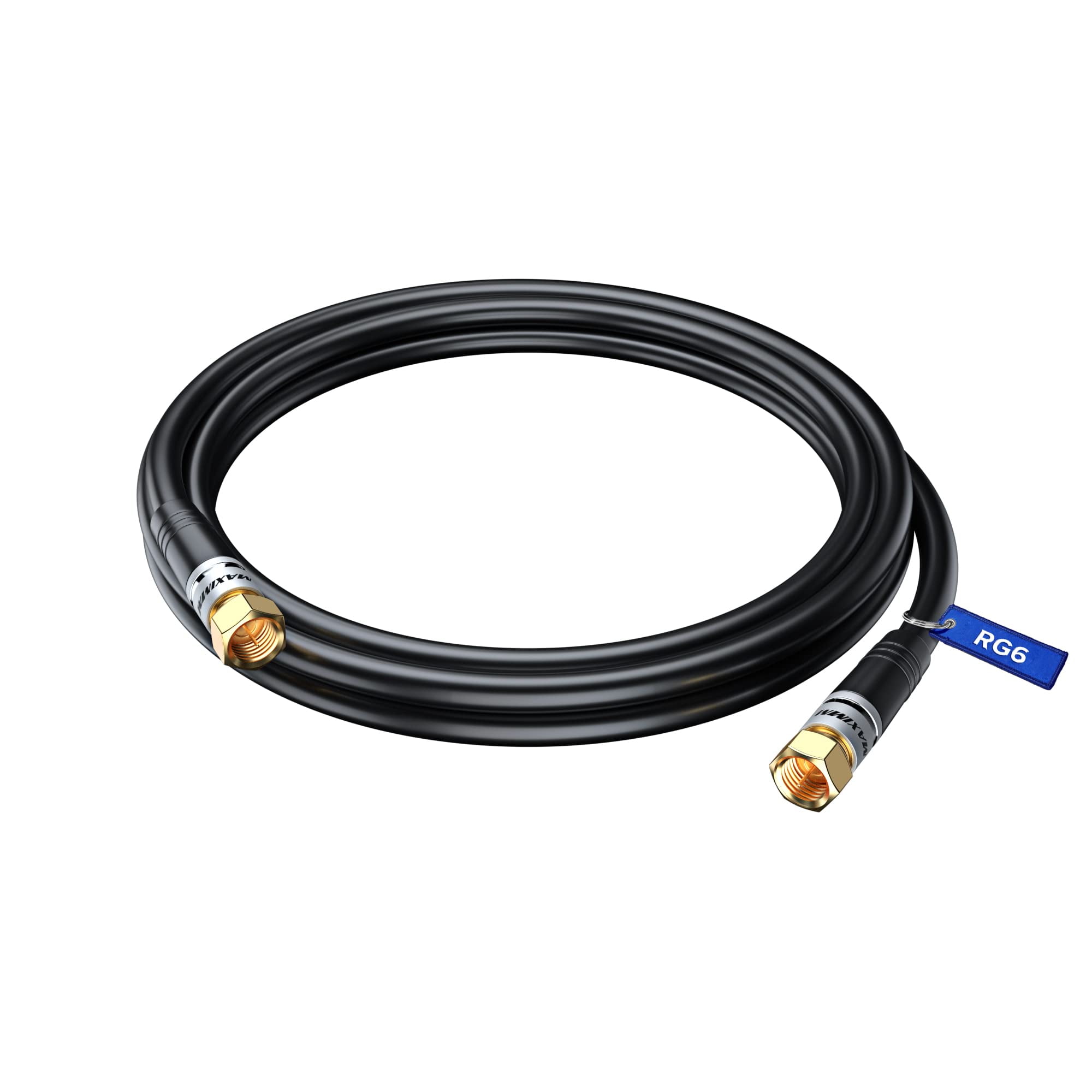 Coaxial Cable RG6 Coax Cord 8 Feet (Black), Triple Shielded Wire CL3 F