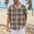 thumbnail image 2 of NAMTYQX Mens Hawaiian Shirts Short Sleeve Casual Lightweight Button Front Textured Graphic V Neck Plus Size Short Sleeve Mens Hawaiian Shirts Short Sleeve Light Brown Size XL, 2 of 5