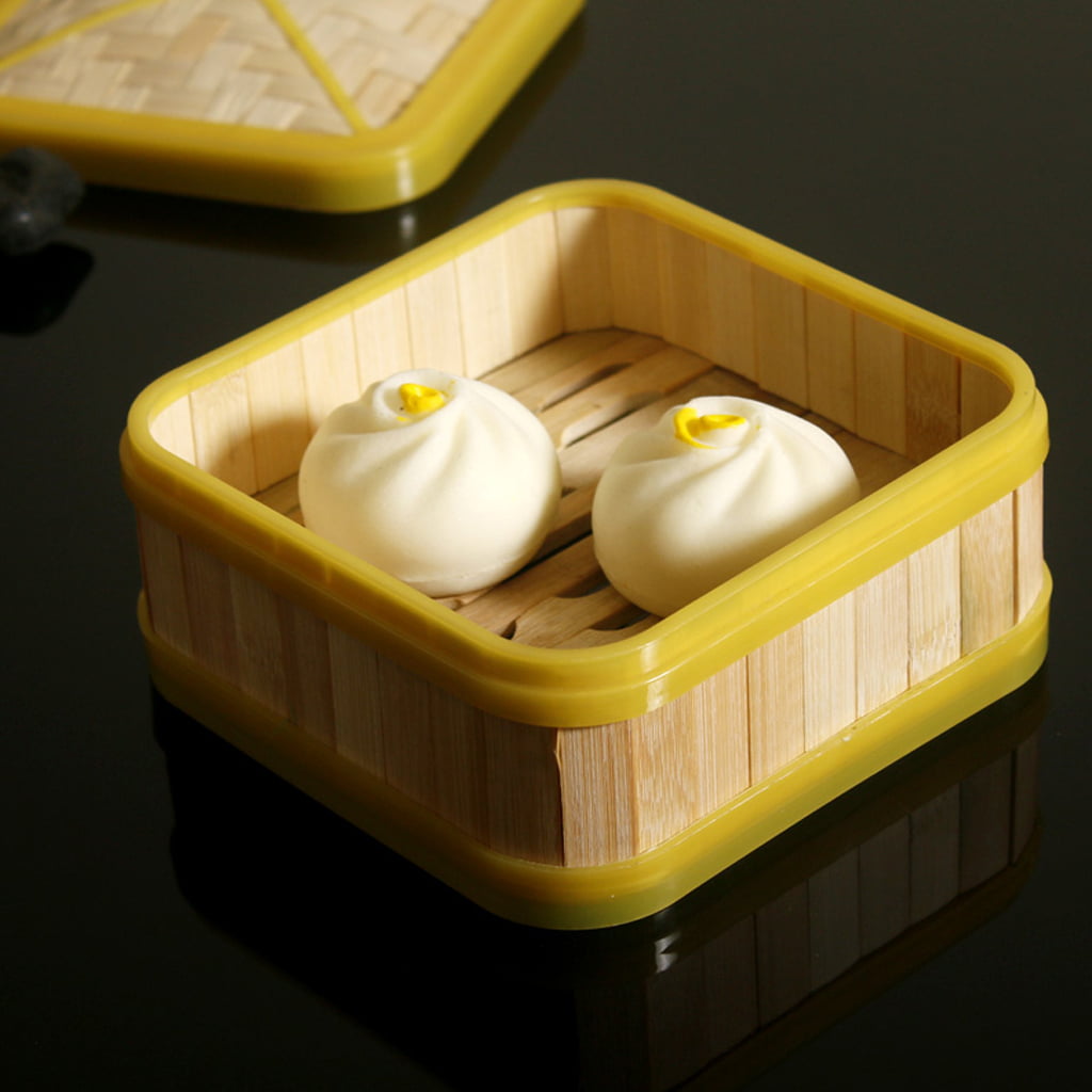 Square Food Cooking Basket Bamboo Steamer Steamed Buns Kitchen Multi Size 