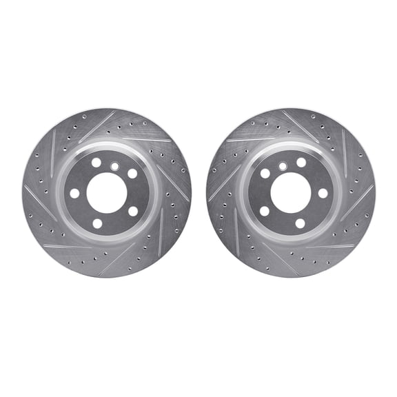 Dynamic Friction Company Rear Brake Rotors-Drilled and Slotted-Silver 7002-31087