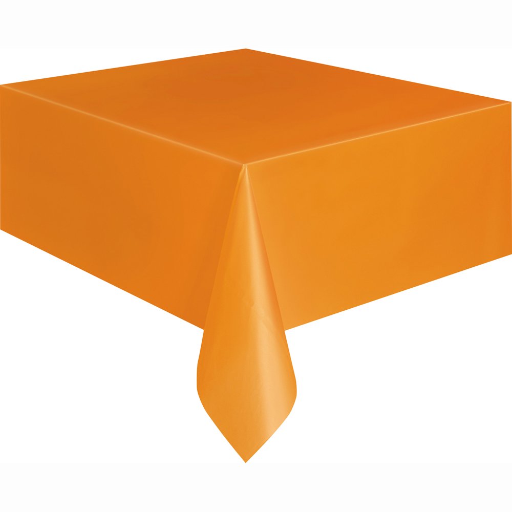 Plastic Orange Table Cover, 108" x 54"