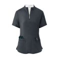 thumbnail image 3 of WTOBBY Women's Half-Zip High Neck Short Sleeve Scrubs Set, Loose Fit with Pockets, Solid Color Nursing Uniform, Medical Workwear for Caregivers,Gray XL, 3 of 7