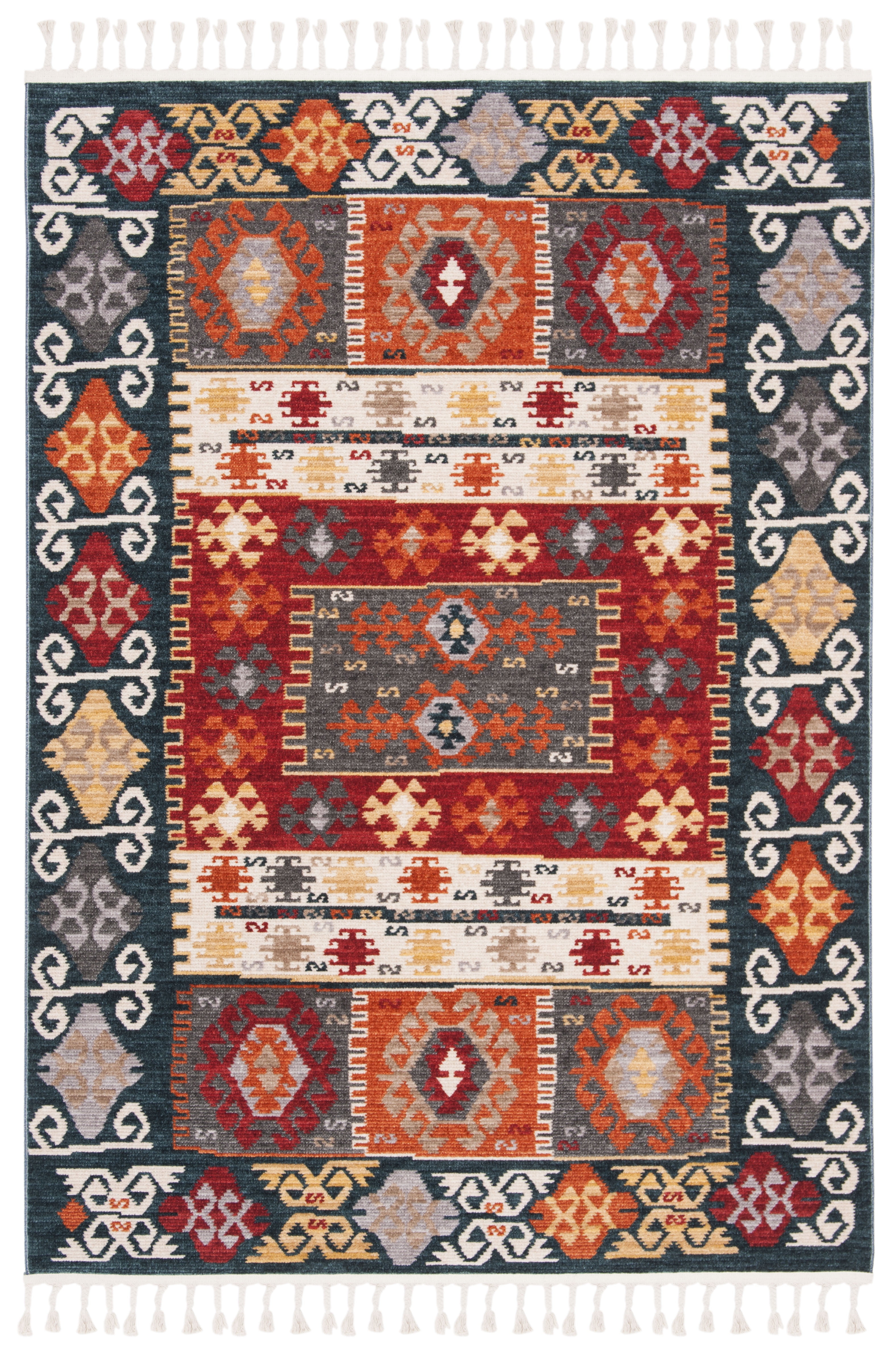 Safavieh Farmhouse Milford Southwestern Area Rug, Cream/Navy, 4' x 5'4"