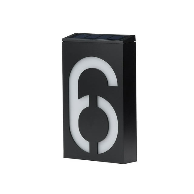 Billuyoard Placa de puerta con luz de número, placa de guía, lámpara de pared Solar, placa, farol de jardín, dirección recargable, alimentado por casa, Electrodomésticos Seis Billuyoard HA073662-07