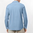 thumbnail image 5 of Men's Long Sleeve Linen Shirt Turn Down Collar Business Casual Regular Fit for Spring Fall Office Wear,Light Blue,L, 5 of 5