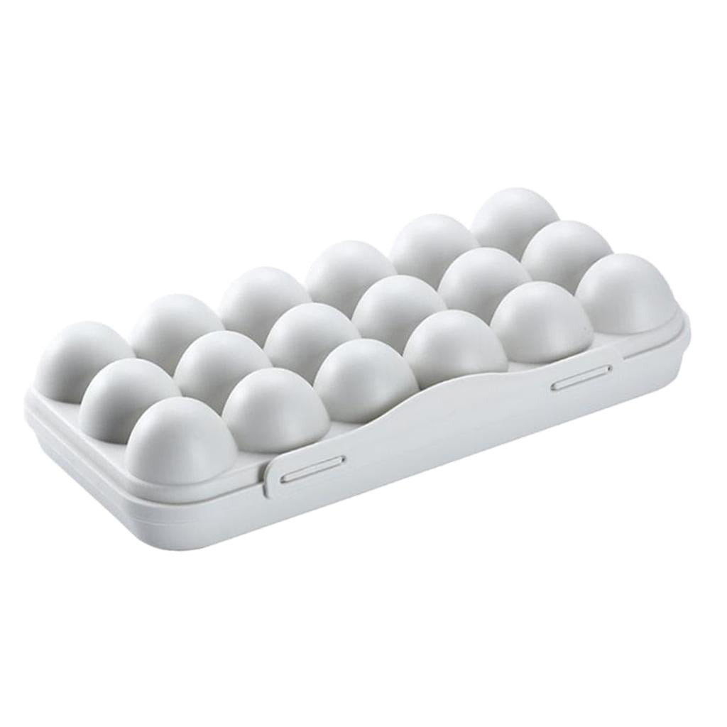 Egg Storage Container for Refrigerator 18 Count Plastic Auto Scrolling Egg Holder Boxes for Fridge Kitchen White 