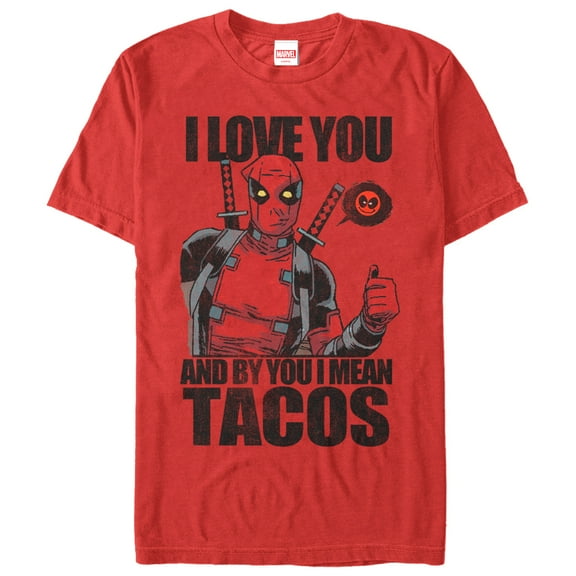 Men's Marvel Deadpool Love You and Tacos Graphic Tee Red 3X Large