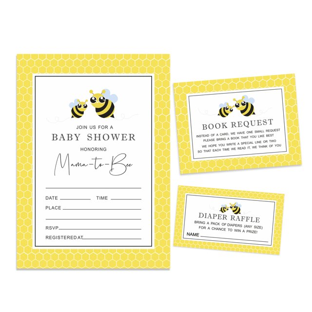 Inkdotpot Set Of 30Gender Neutral Baby Shower Invitations-Diaper Raffle Tickets And Baby Shower Book Request Cards Mommy Bee Invites Its A Boy Its A Girl