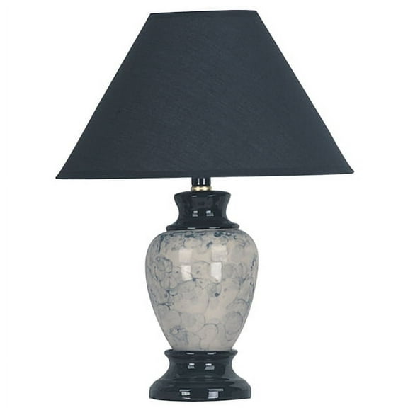 NEW Modern Marble Finish Body with Black Fabric Shade, Socket Switch, 15" Table Lamp 609
