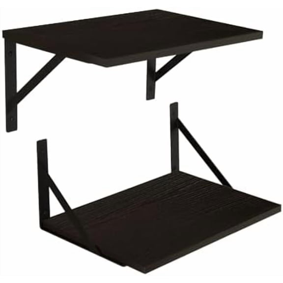 Deep Floating Shelves, 16" W x 12" D Wall Shelves Set of 2, Wide Display Shelf Mounted with Brackets, Easy-to-Install Wall Bookshelf for Living Room, Bathroom, Bedroom, Espresso