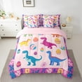 thumbnail image 2 of Erosebridal Dinosaur Egg Bedding Sets King Size, Colorful Flower Floral Comforter Sets with Sheets, Girly Pink Bedroom Decorative, Reversible 7 Pieces, 2 of 4