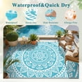 thumbnail image 3 of 9'x12' Outdoor Rugs, Yamaziot Large Patio Rug Reversible Mats Waterproof RV Rug Camping Rugs Plastic Rug Outdoor Area Rug for Patios, Porch, Balcony, Beach, Teal, 3 of 9
