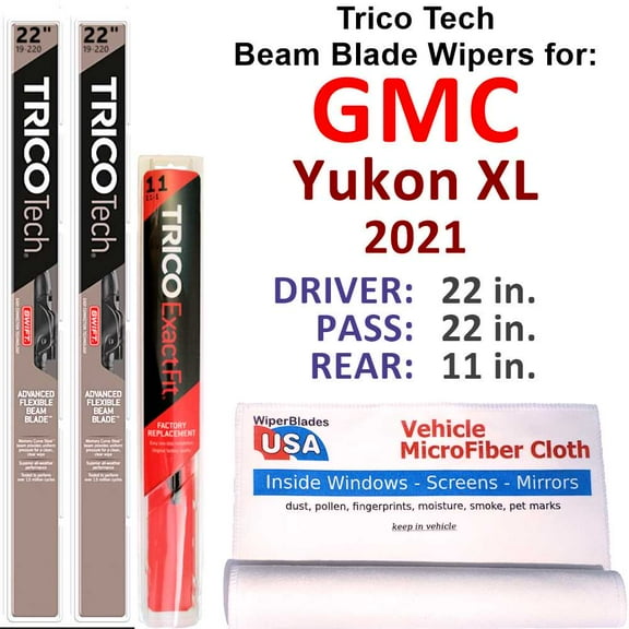 2021 GMC Yukon XL Beam Blade Wipers (Set of 3) w/Rear Wiper