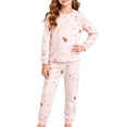thumbnail image 4 of Spazoro Toddler Kids Girls 2PC 100% Cotton Ouifit Sets, Cute Print Long Sleeve Fall Winter Soft & Comfy Casual Shirts and Pants for Loungewear Pink Size 5-6, 4 of 6