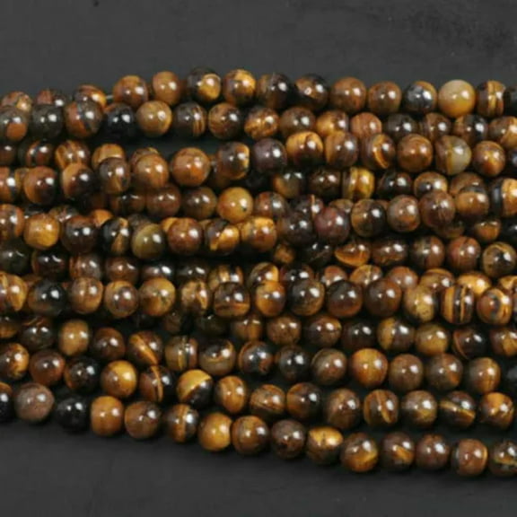HOOUN Wholesale Lot Natural Gemstone Round Spacer Loose Beads 4mm 6mm 8mm-8mm-20Pcs-Tiger's eye
