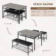 thumbnail image 4 of Ensemble de Table à Manger pour 4 avec Banquette Rembourrée et 2 Chaises, Tablette de Rangement, Gain de Place, Assemblage Facile, Gris., 4 of 6