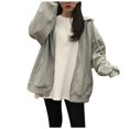 thumbnail image 2 of Kiplyki Womens Fall Cardigan Solid Color Hooded Top Long Sleeve Blouse Loose Coat, 2 of 7