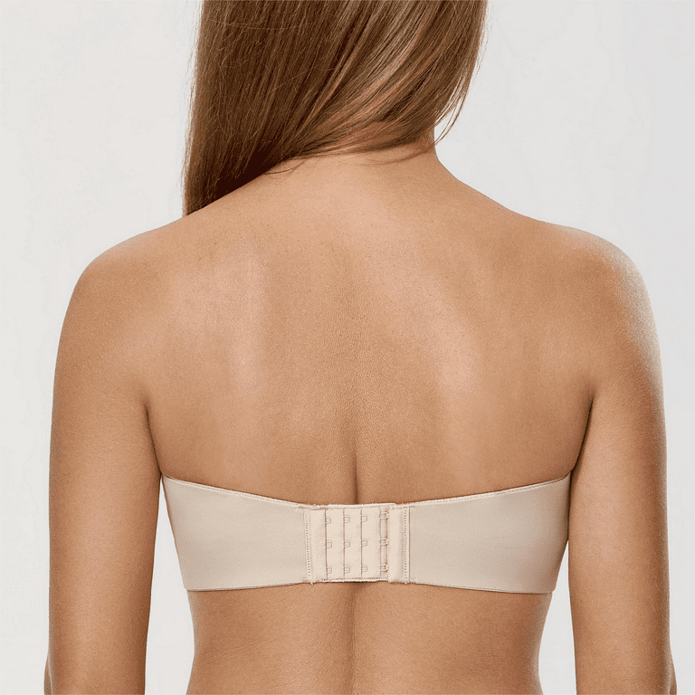 DELIMIRA Women's Strapless Bra Silicone-Free Minimizer Bandeau Plus Size  Unlined Beige 32B at  Women's Clothing store