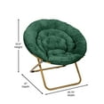 thumbnail image 5 of BizChair 38" Oversize Portable Faux Fur Folding Saucer Moon Chair with Folding Ottoman for Dorm and Bedroom, Emerald Faux Fur/Soft Gold Frame, 5 of 13