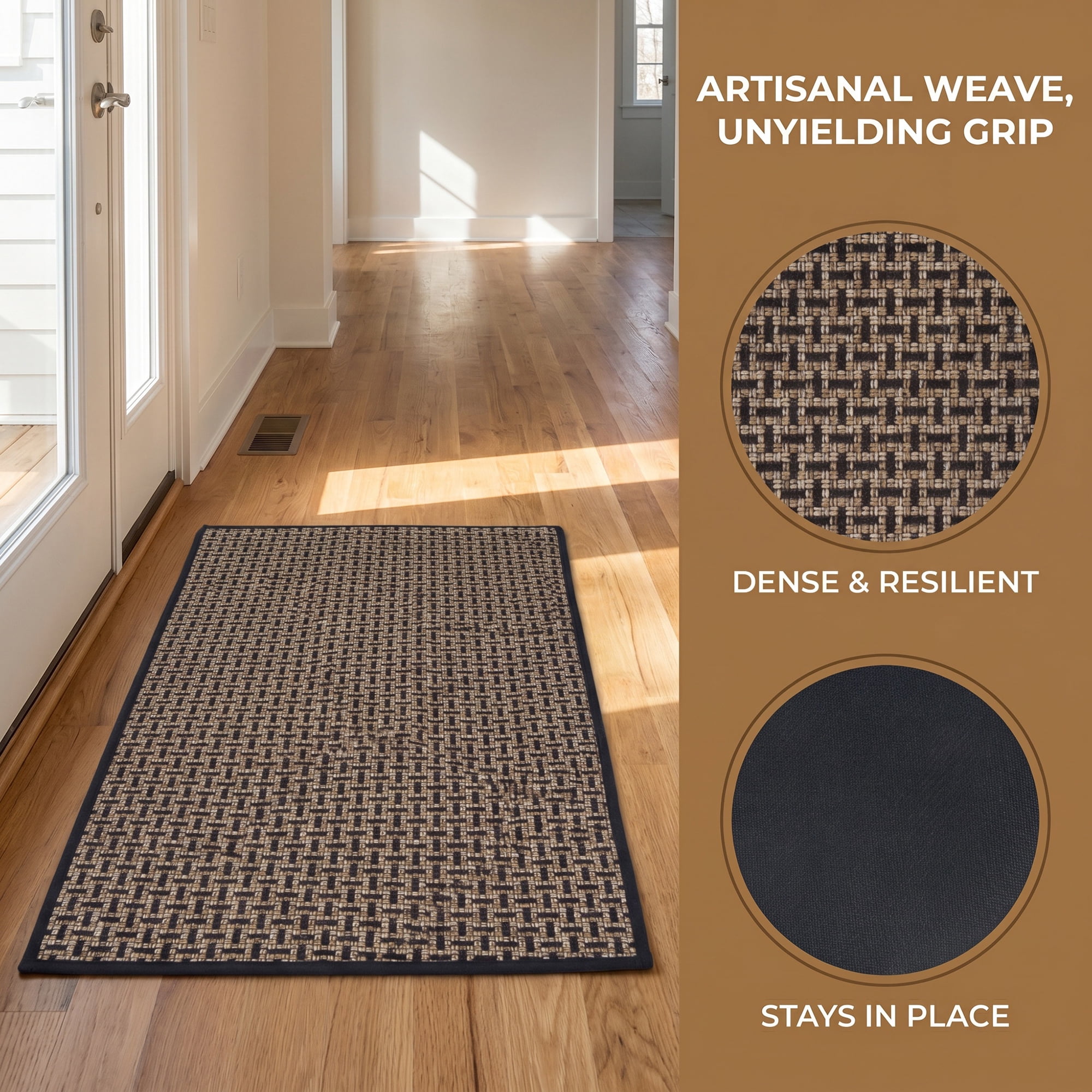 Unique Bargains Geometric Rugs Absorbent Cotton Blend Runner Rug Black Coffee 30" x 18"